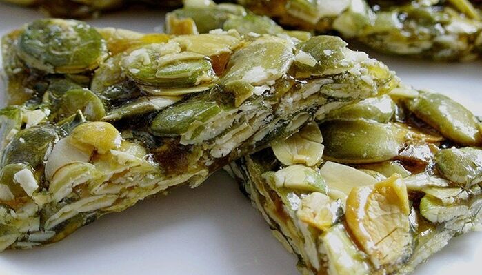 kozinaki in pumpkin seeds for worms